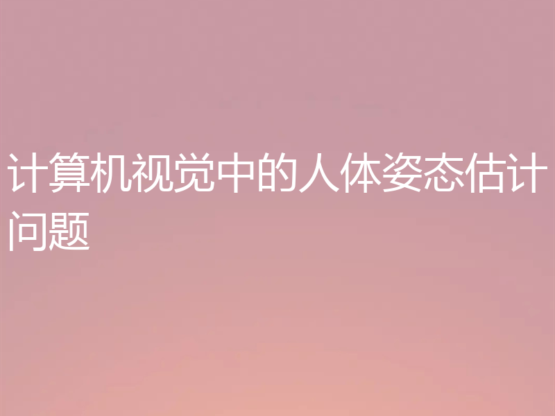 计算机视觉中的人体姿态估计问题