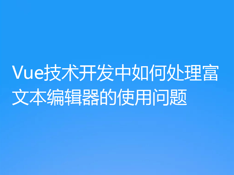 Vue技术开发中如何处理富文本编辑器的使用问题