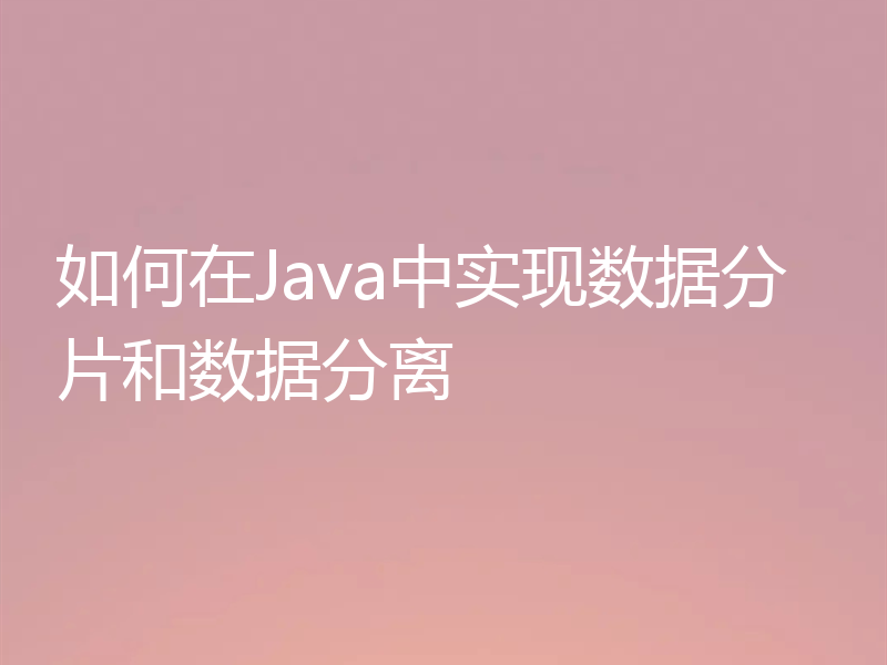 如何在Java中实现数据分片和数据分离