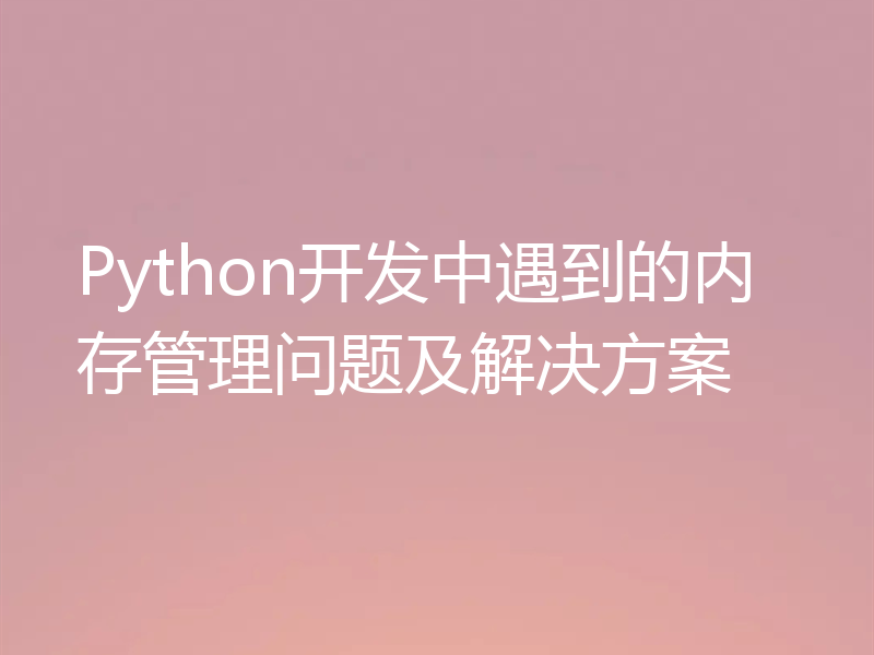 Python开发中遇到的内存管理问题及解决方案