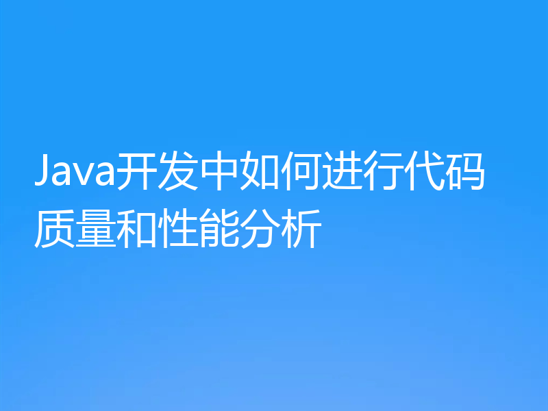 Java开发中如何进行代码质量和性能分析