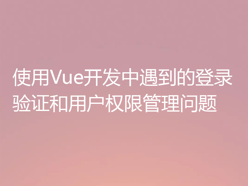 使用Vue开发中遇到的登录验证和用户权限管理问题