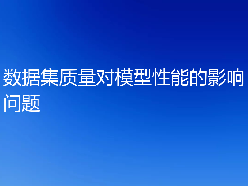 数据集质量对模型性能的影响问题