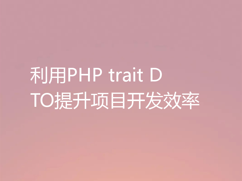 利用PHP trait DTO提升项目开发效率