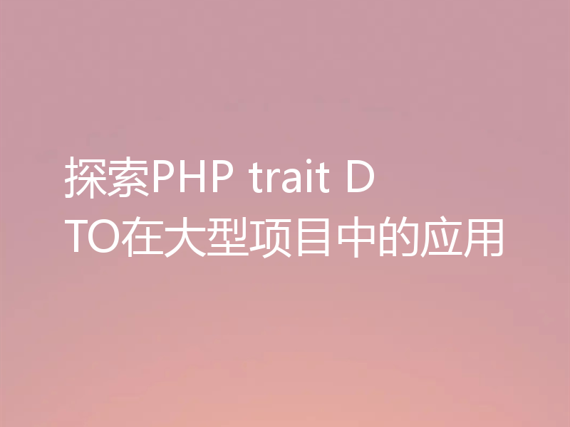 探索PHP trait DTO在大型项目中的应用