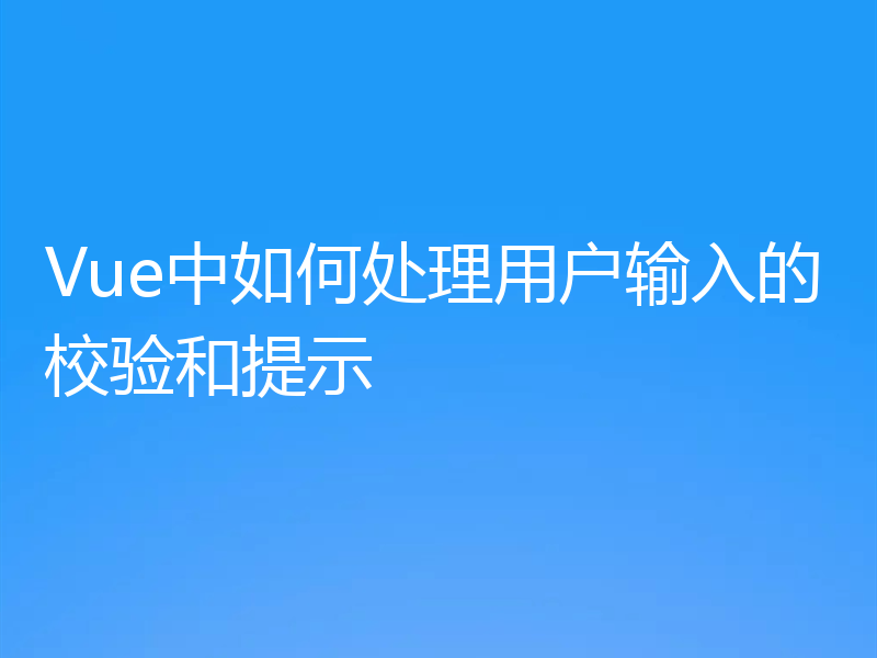 Vue中如何处理用户输入的校验和提示