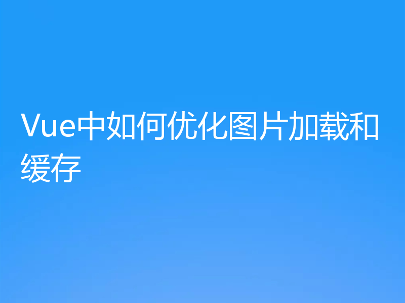 Vue中如何优化图片加载和缓存