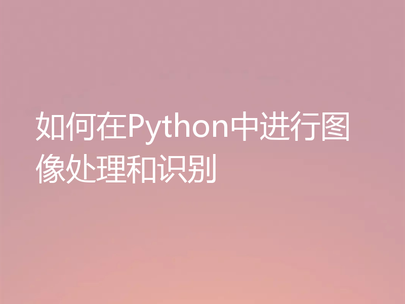 如何在Python中进行图像处理和识别