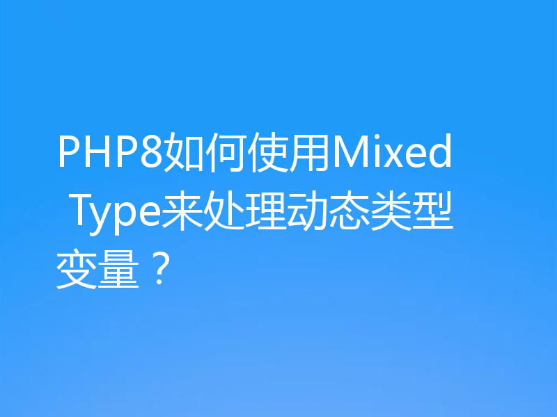 PHP8如何使用Mixed Type来处理动态类型变量？