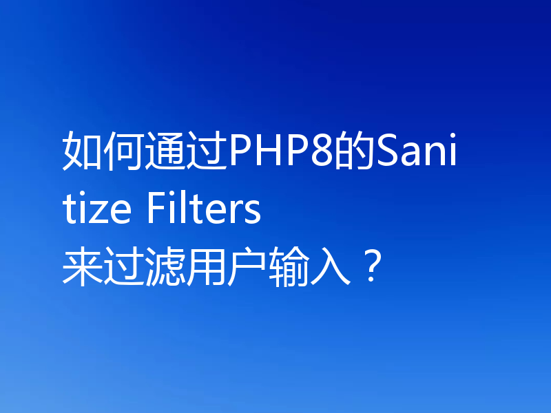 如何通过PHP8的Sanitize Filters来过滤用户输入？
