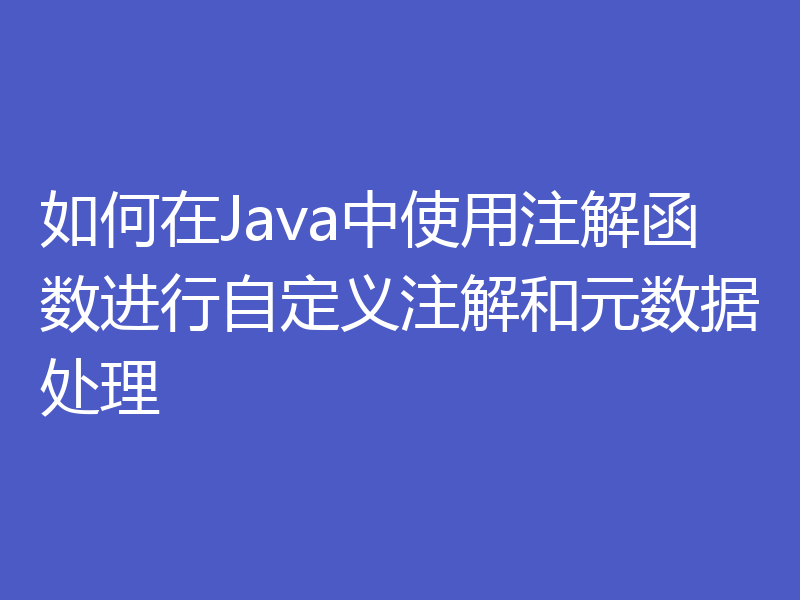 如何在Java中使用注解函数进行自定义注解和元数据处理