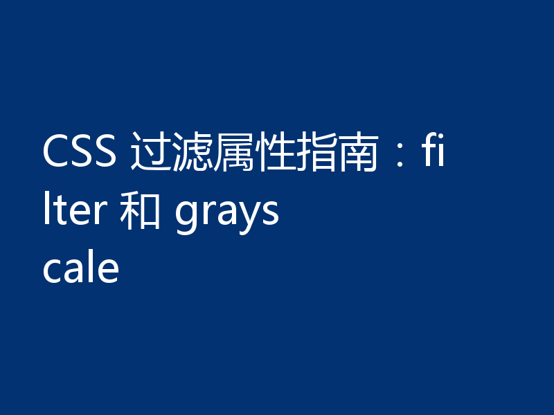CSS 过滤属性指南：filter 和 grayscale