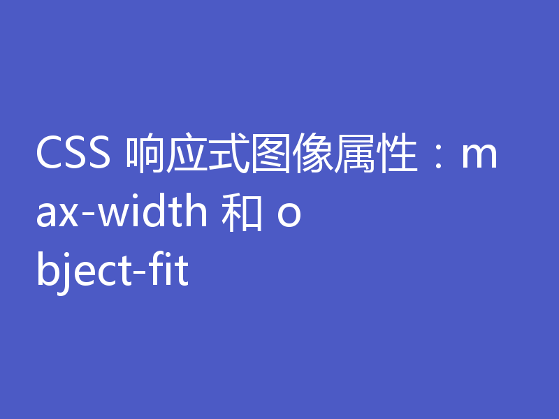CSS 响应式图像属性：max-width 和 object-fit