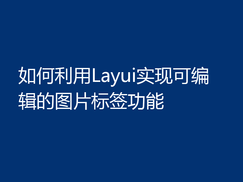 如何利用Layui实现可编辑的图片标签功能