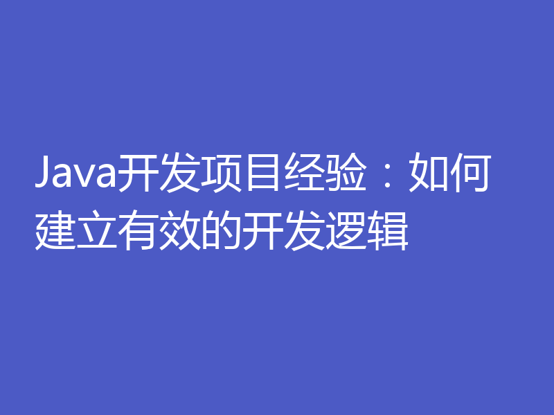 Java开发项目经验：如何建立有效的开发逻辑