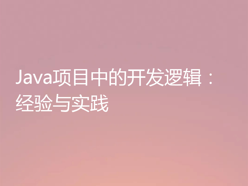 Java项目中的开发逻辑：经验与实践