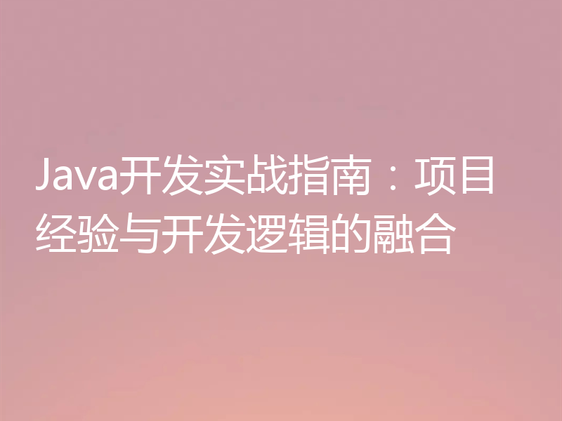 Java开发实战指南：项目经验与开发逻辑的融合