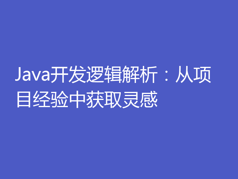 Java开发逻辑解析：从项目经验中获取灵感