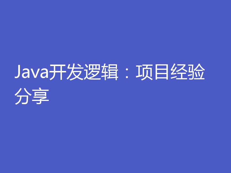 Java开发逻辑：项目经验分享