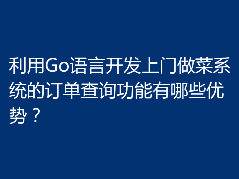 利用Go语言开发上门做菜系统的订单查询功能有哪些优势？