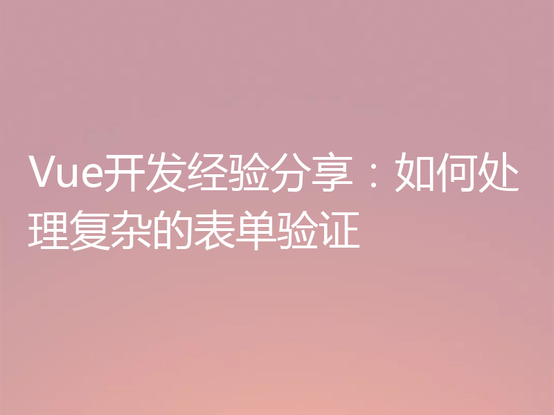 Vue开发经验分享：如何处理复杂的表单验证