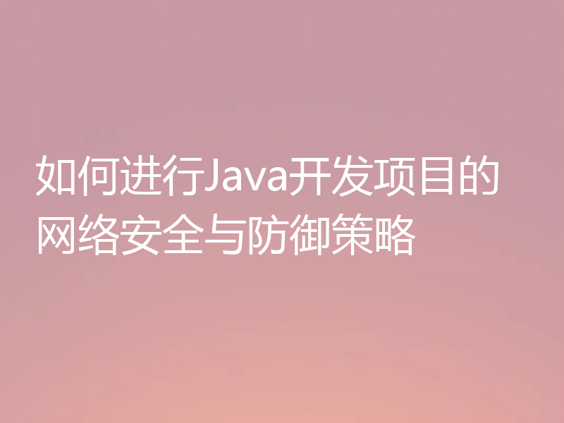 如何进行Java开发项目的网络安全与防御策略