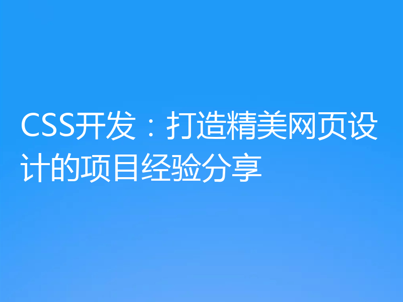 CSS开发：打造精美网页设计的项目经验分享