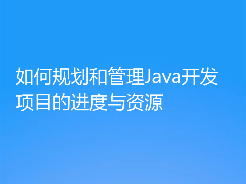 如何规划和管理Java开发项目的进度与资源