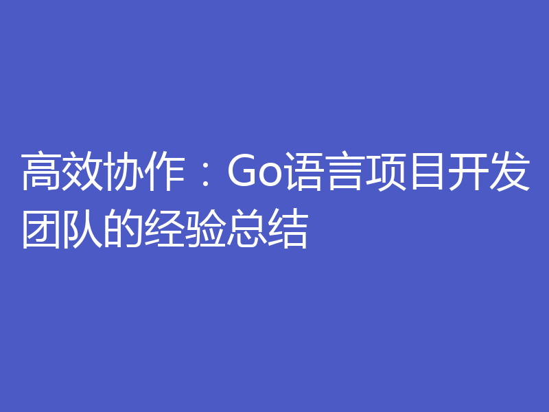 高效协作：Go语言项目开发团队的经验总结