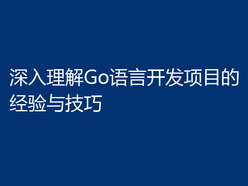 深入理解Go语言开发项目的经验与技巧