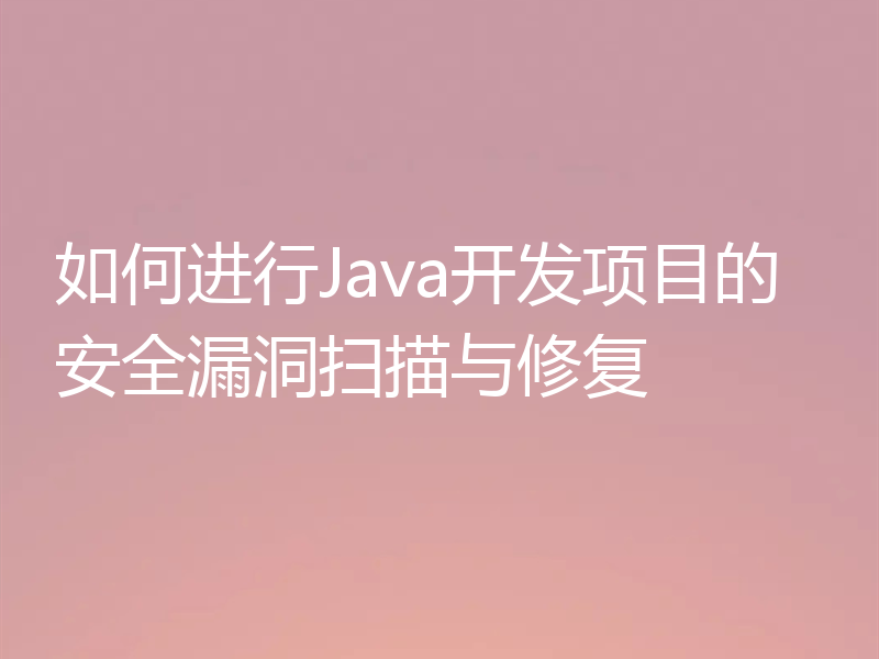 如何进行Java开发项目的安全漏洞扫描与修复
