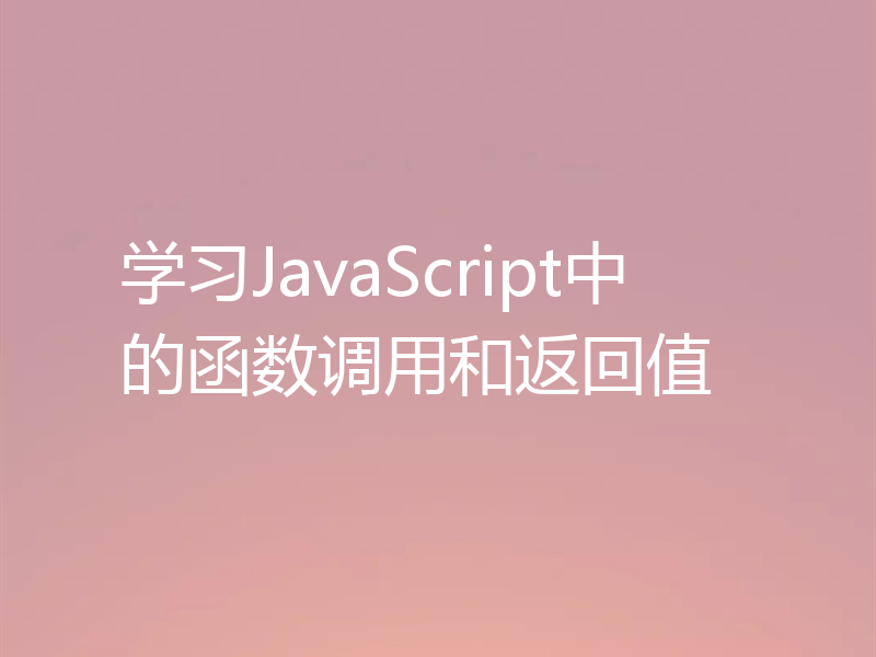 学习JavaScript中的函数调用和返回值