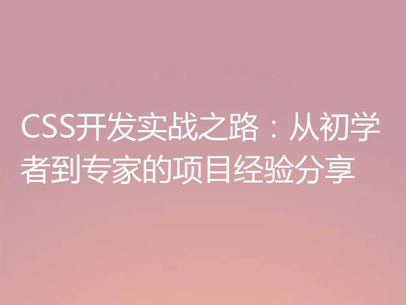 CSS开发实战之路：从初学者到专家的项目经验分享