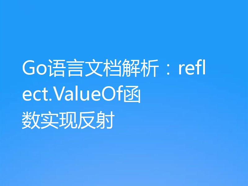 Go语言文档解析：reflect.ValueOf函数实现反射