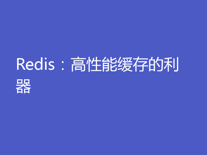 Redis：高性能缓存的利器