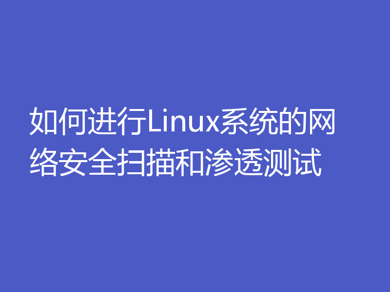 如何进行Linux系统的网络安全扫描和渗透测试