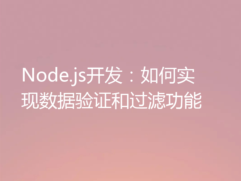 Node.js开发：如何实现数据验证和过滤功能