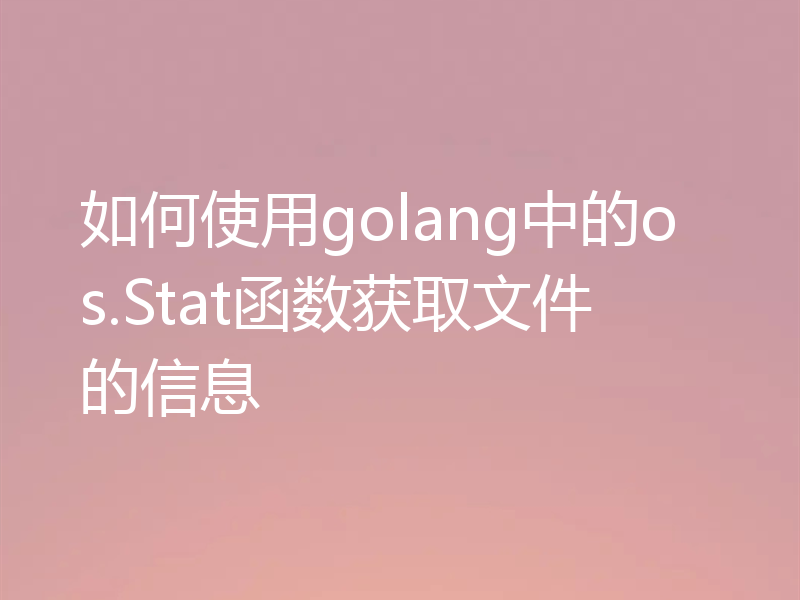 如何使用golang中的os.Stat函数获取文件的信息
