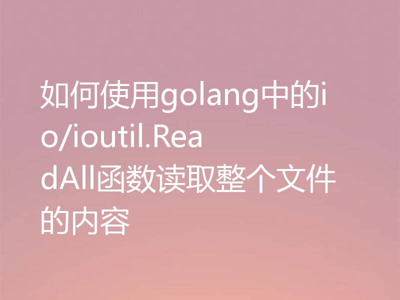 如何使用golang中的io/ioutil.ReadAll函数读取整个文件的内容