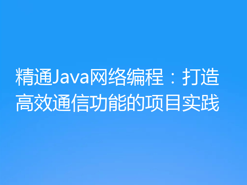 精通Java网络编程：打造高效通信功能的项目实践