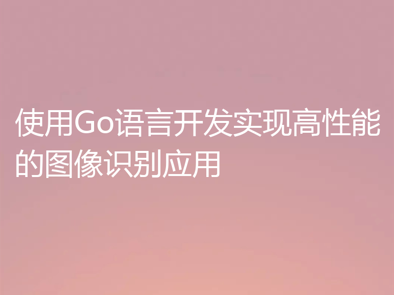 使用Go语言开发实现高性能的图像识别应用