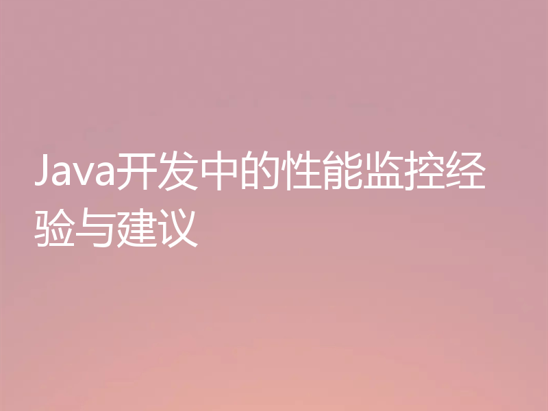 Java开发中的性能监控经验与建议