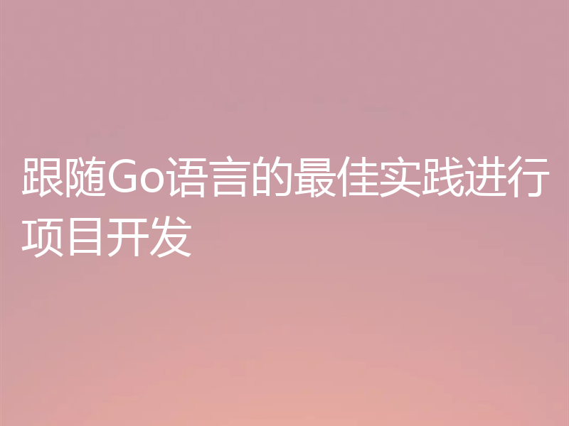 跟随Go语言的最佳实践进行项目开发