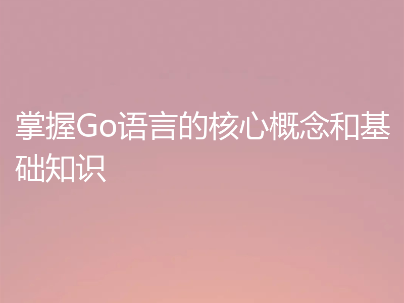 掌握Go语言的核心概念和基础知识