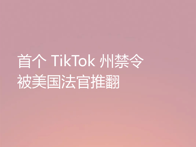 首个 TikTok 州禁令被美国法官推翻