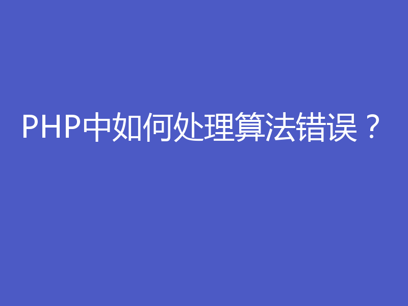 PHP中如何处理算法错误？