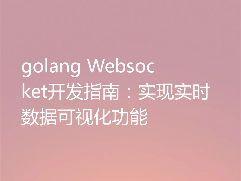 golang Websocket开发指南：实现实时数据可视化功能