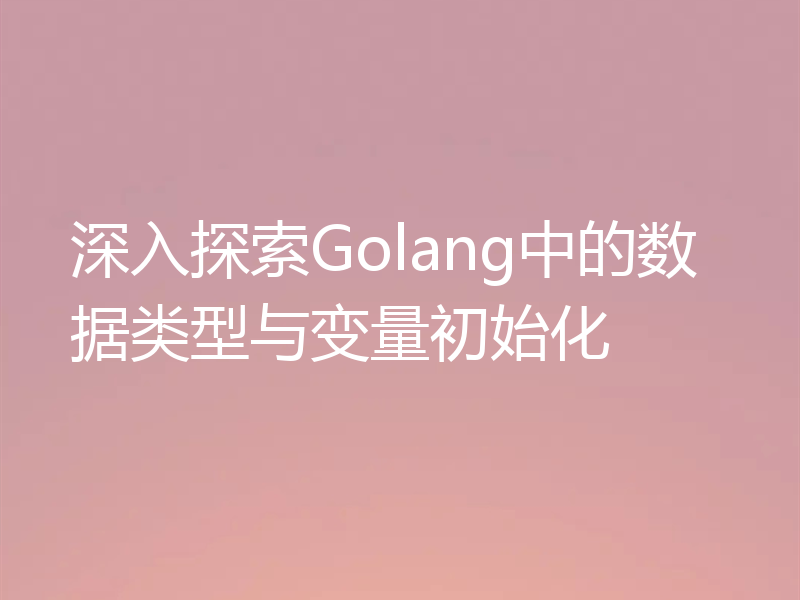 深入探索Golang中的数据类型与变量初始化