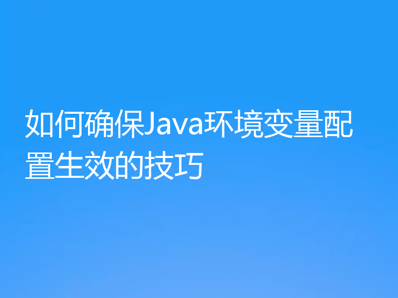 如何确保Java环境变量配置生效的技巧