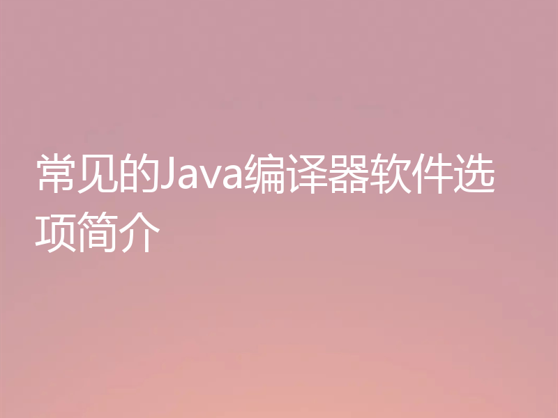 常见的Java编译器软件选项简介